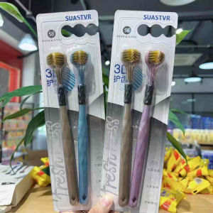 2pcs Three Sided Toothbrush For Adult Soft Bristles Three Face Whitening Toothbrush Tongue Scrap