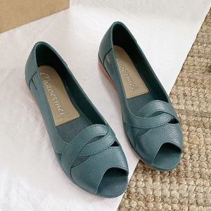 ZEEMIN Womens Summer New Flat Sole Peep Toe Sandals Soft Sole Non Slip Shallow Slip On Lightweight Middle-Aged And Elderly Sandals