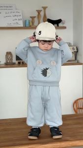 Childrens Autumn and Winter Thickened Sweatshirt and Sweatpants Two-Piece Set Baby Clothes 2025 Korean-style childrens clothing boys suit