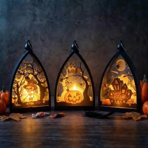 Halloween decorations pumpkin haunted house skull decorative ambient light electronic candle light Halloween props portable outdoor