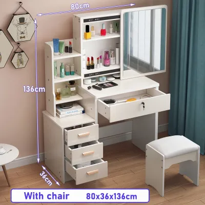BM Meja Rias dengan Lampu LED Meja Rias PutBM Kaca Meja Rias Modern Minimalis Meja Kosmetik