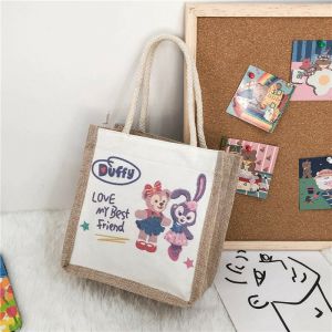 Túi xách cói vuông in hình phong cách Vintage siêu hot