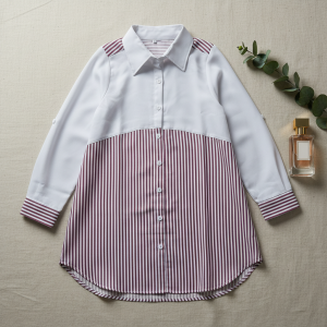 FB Shop Baju Tunik Kemeja Kasual Kombinasi Salur T1B6022