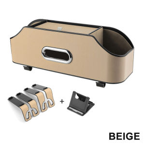 SEAMETAL Universal Car Seat Back Storage Box Multifunction Microfiber Leather Organizer Water Cup Holder Tissue Box