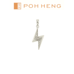 Poh Heng Jewellery 18K Freestyle Lightning Bolt Diamond Pendant in White Gold