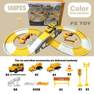 ชุดของเล่นรถก่อสร้าง พร้อมรางประกอบ DIY สนามก่อสร้างจำลอง ของเล่นเสริมพัฒนาการเด็ก