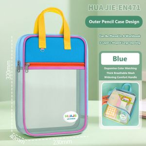 NAMSHEVA L-shape Large Opening File Bag Handheld Transparent Mesh Folder Simple Zipper Storage Bag Gift