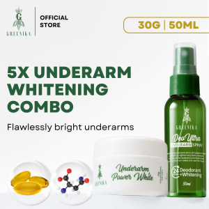 [ 5X UNDERARM WHITENING + DEODORANT COMBO ] Greenika Underarm Spray Underarm Whitening Cream Skin Whitening Armpit Whitening Underarm Deo Spray Under Arm Dark Spot Remover Fast Whitening Spray Deodorant Skin Toner for Dark Underarms Dark Armpit Whitening