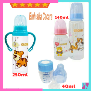 Bình sữa Cacara cho bé bình sữa cổ hẹp 40ml 140ml 250ml núm vú siêu mềm chống sặc chống đầy hơi không BPA