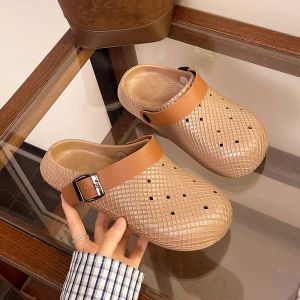 Free Shipping New WomenS Summer Perforated Clogs Breathable Hollowed-Out Fashionable Versatile Height-Increasing Slip-On Closed-Toe Half-Slipper Style Breathable Hollowed-Out Fashionable Versatile Height-Increasing Slip-On Closed-Toe Half-S