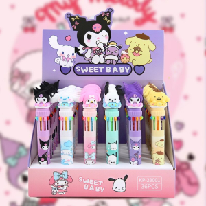 10 Colours Sanrio Ballpoint Pen 0.7mm Kuromi Cinnamoroll Student Writing Drawing Stationery Gift