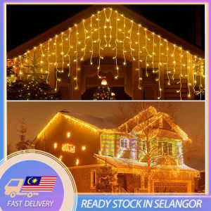 Raya Waterfall 5M Fairy Light 8 Modes Bulan Bitang Light Lampu Garland Ramadan LED Icicle Curtain String Lights Droop Wedding Party raya lampu klip klip raya decoration