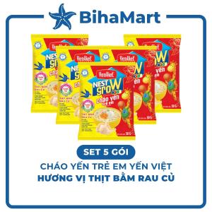 [SET 5 GÓI] - YENVIET - Cháo Yến trẻ em YenViet hương vị Thịt bằm rau củ Cháo yến thịt bằm rau củ Nest Grow (50g/gói)