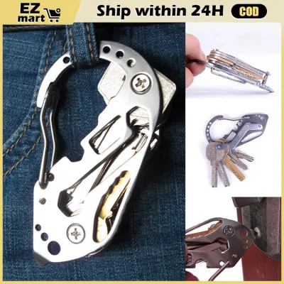 Multifunction Tool Outdoor EDC Stainless Steel Climbing Button Carabiner Key Chain Quick Hanging Key Storage Clip Waist of Trousers Hanging Buckle Tool
