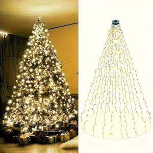 【24H SHIP】Christmas Lights with Ring 8 Light Modes IP44 Waterproof LED String Lights 200/280 LED 10 Lines Multicolor Remote Control Warm White Xmas Tree Decorations Yard Party