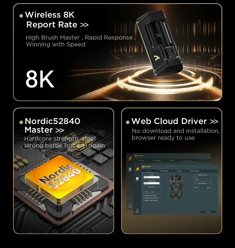 ATTACK SHARK R5 Ultra Carbon Fiber Wireless 8K PAW3950MAX Gaming
