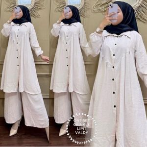 ONE SET CRINKLE LIPIT VALDY II/ATASAN MUSLIMAH TERBARU/BUSANA MUSLIMAH TERBARU