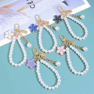 Imitation Pearl Chains Keychains Luxury Tag Keyrings Earphone Friend Gifts Souvenir Jewelry