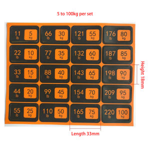 LEI Weight Stack Labels 4.5kg To 150kg Black Background White Number Weight Stickers For Fitness Equipment Gym Strength Training