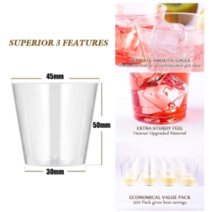 Clear Disposable Plastic Cups Party Cups for Drinks Cocktail Beer Soda Water or Dessert Cake Cups