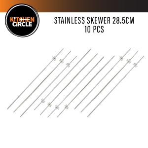 Kitchen Circle 10pcs 28.5cm Stainless Skewer Reusable Barbecue Metal Sticks Grilling Accessories