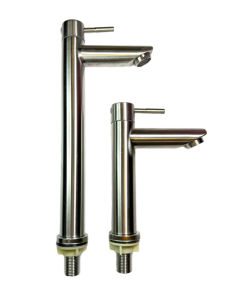 Vòi lavabo lạnh inox 304 mờ cao 17cm - 30cm đầu điếu