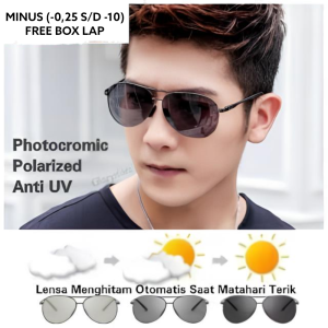 KACAMATA MINUS PHOTOCROMIC PRIA WANITA NORMAL DAN MINUS GRATIS TEMPAT KACAMATA BOX DAN LAP
