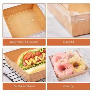 Transparent Square Cake Sandwich Kraft Box Pastry Baking Gift Box