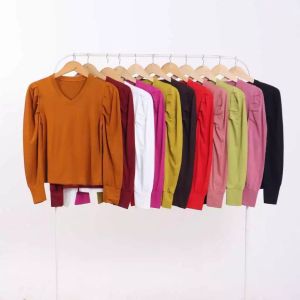 PROMO 1.1 Atasan Wanita Lengan Panjang - Kaos Polos V Neck 6039