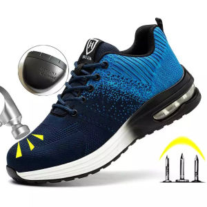 LUOXIWEI Safety Shoes For Men Women Steel Toe Rubber Work Shoes Outdoor Anti-smashing Anti-piercing Breathable Sneakers