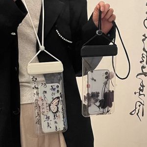 PENGA PVC Waterproof Mobile Phone Bag Transparent Touch Screen Floating Phone Dry Cover Creative Water-Sprinkling Festival Hanging on Neck Phone Bag Pouch