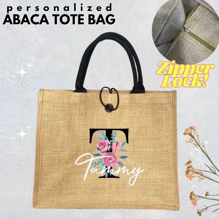 TOTE BAG COD Personalized Tote Abaca Burlap Jute Bag FREE