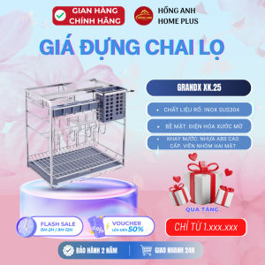 Giá đựng chai lọ gia vị dao thớt nan dẹt GrandX XK.25S thiết kế dành cho tủ bếp cánh kéo