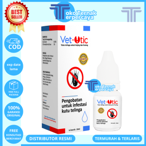 VET OTIC 10ML - Obat Tetes Telinga Anjing Kucing Kelinci Radang Kutu Luka Telinga Vetotic Earmites