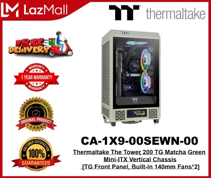 CA-1X9-00SEWN-00 - Thermaltake The Tower 200 TG Matcha Green Mini-ITX Vertical Chassis 4090 Gpu Compatible Case Tempered Glass Hard Case Local Supplier Warranty 1 Year - Lazada