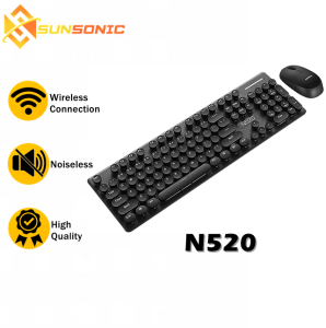 Xinmeng N520 Wireless Ergonomic Keyboard & Mouse Set Mixed Candy Cute Color Retro Round Keys For Laptop PC
