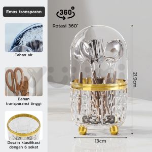 Tempat Sendok Garpu Berputar - Organizer Multifungsi untuk Kuas Makeup Kosmetik Alat Tulis & Perlengkapan Dapur