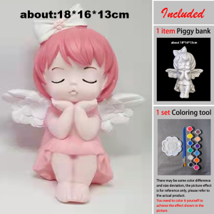 [Rapid Shipment] DIY - friendly 17 - 29 cm Princess - girl Shaped Piggy Banks. Souvenir Items Home Decor Accessories Desk Pieces. Durable Vinyl for Kids’ Birthdays and DIY Fans. [White Piggy Bank + 12 - color Paint Pack]