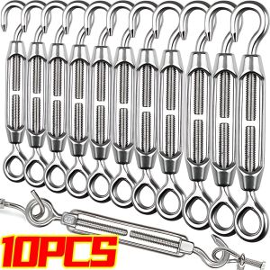 【Super low price】Stainless Steel Hook and Eye Turnbuckle Tensioners Rigging Sailing Hardware Wire Rope Tension Adjustable Garden Wire Turnbuckle