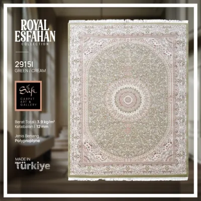 Karpet Lantai Jumbo Permadani Klasik Tebal Mewah Turki Royal Esfahan 300x400 Green