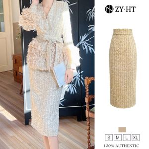 ZYHT EraVogue 2-Piece Set with Coat + Fishtail Skirt Womens Dresses Cream Work Dresses Hiso Dresses Wedding Dresses 70102