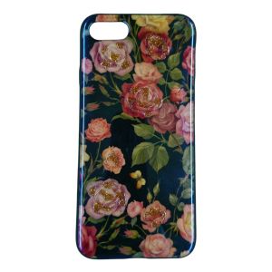 Silicone Softcase Case Casing Cesing iPhone 7 8 Flower Bunga Gold Glitter FGG01