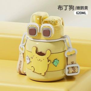 Sanrio Mymelody Kuromi Cinnamoroll Pochacco Pompom Purin 620ML Thermos Cup Coffee Mug Insulated Water Bottle Travel Stainless Steel Car Double Drinking Kettle birthday gift