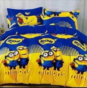 (5ลาย) ผ้าปูที่นอนลายมินเนี่ยน + ผ้านวม การ์ตูนอนิเมะ ญี่ปุ่น สติซ แอดเวนเจอร์ แมคควีน  ขนาด 6 ฟุต / 5ฟุต / 3.5ฟุต ชุดเครื่องนอนครบชุด 6 ชิ้น