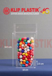 Plastik Klip PP / Standing Pouch / Seal Lebar / Plastik kemasan Snack / Plastik PP (kaku) / Zipper bag / ukuran 14.5+2.5 x 10cm (ukuran dalam plastik) / 17.6 x 10 cm