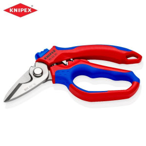 KNIPEX 95 05 20 SB Angled Electrician Shears - Stainless Steel Cable Scissors with Crimping Area for Wire Ferrules - Professional Multi-Function Snips