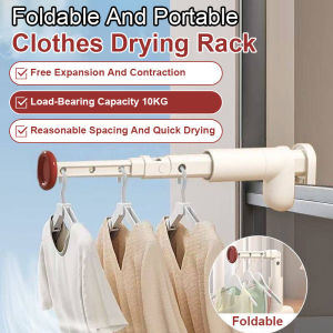 💕Easy to Use💕Foldable and Retractable Portable Clothes Drying Rack for Home Use Multi-Layer Retractable Clothes Rack Non-Slip Wardrobe Scarf and Towel Storage Rack可折叠伸缩便携式晾衣架