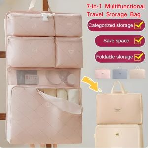 7-In-1 Travel Storage Bag Advanced Clothing Storage Bag Portable Compartment Hanging Bags Large Capacity Underwear Classification Organizer