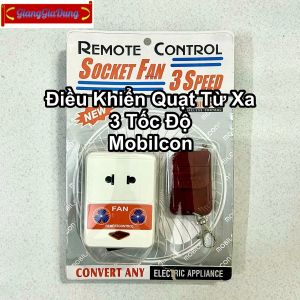 Bộ Ổ Cắm Điều Khiển Quạt Từ Xa 3 Tốc Độ MBQ Mobilcon Mẫu Mới Gọn Nhẹ