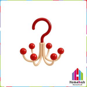HB Rotatable 6-Claw Multi-Functional Wardrobe Hook Storage Hanger for Bra Suspenders Hats Belts 1Pc